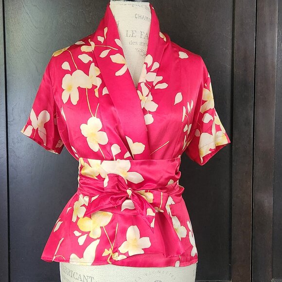 Max Mara 100% Silk Kimono Style Blouse - Picture 1 of 8